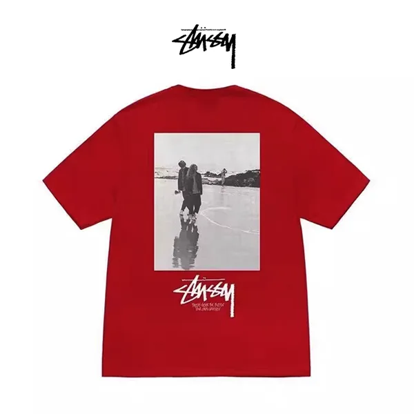 STUSSY 海灘人物印花短袖T恤