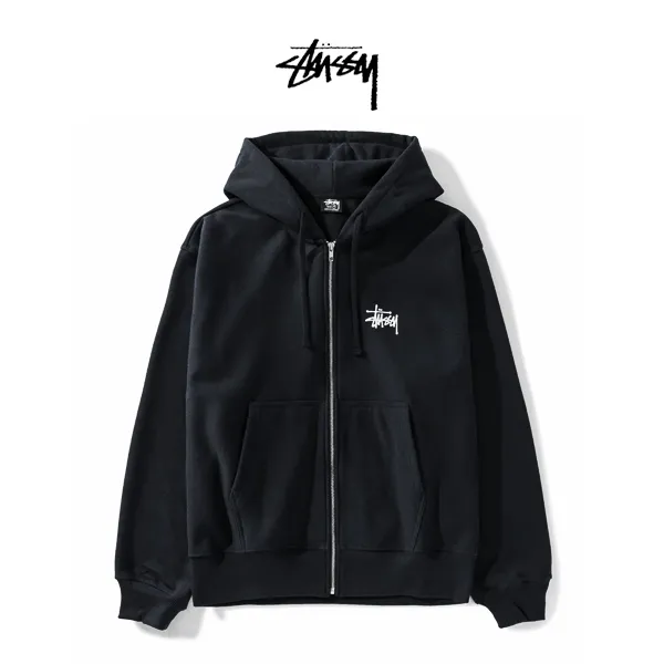Stussy斯圖西 基礎款 經典簽名Logo印花 拉鏈上衣 情侶外套